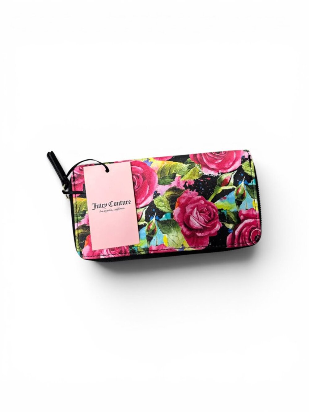 Juicy Couture Floral Rose Zip-Around Wallet Clutch with Wristlet Strap NEW (A1)